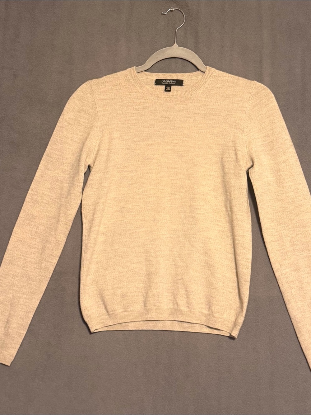Saks Fifth Avenue Cashmere Beige Oatmeal Crewneck Sweater Womens M Lightweight